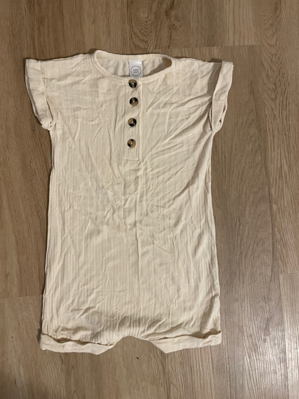 Lou Lou & Company Cream Ribbed Button Front One-Piece